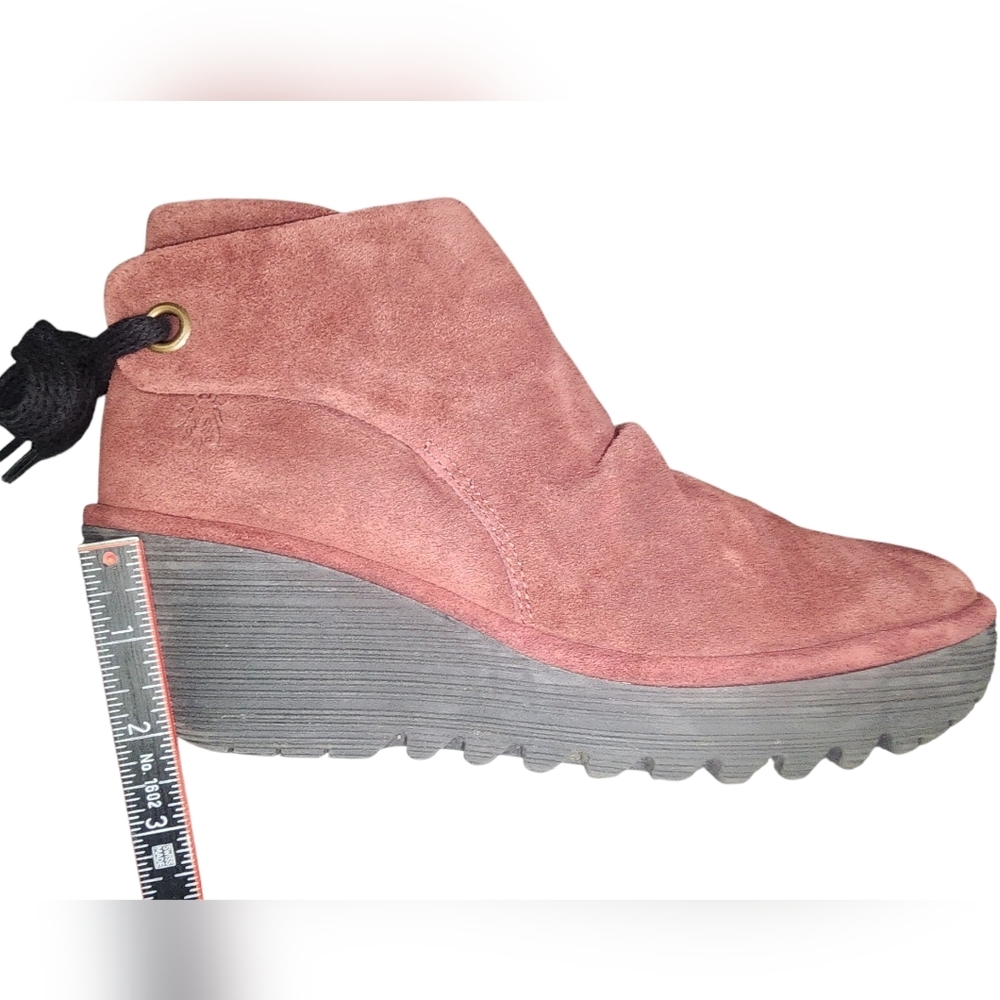 FLY London YEBI Wedge Heel Ankle Boots - Wine Oil Suede, Womens 40 EU (9-9.5 US) - Picture 11 of 12